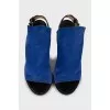 Blue suede stiletto sandals