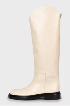 Leather boots with black soles