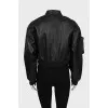 Black bomber jacket with sewn pocket