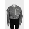 Gray bomber jacket with pocket