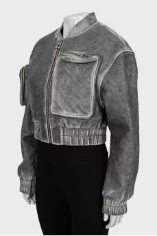 Gray bomber jacket with pocket