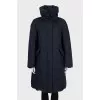 Dark blue down jacket with tag