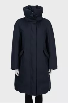 Dark blue down jacket with tag