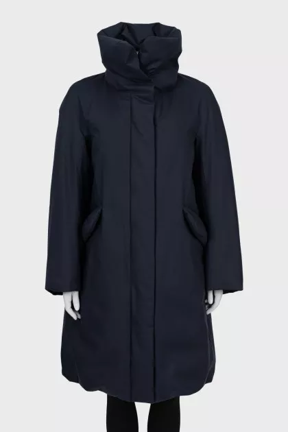 Dark blue down jacket with tag