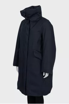 Dark blue down jacket with tag