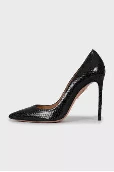 Embossed leather pumps