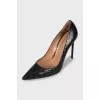 Embossed leather pumps