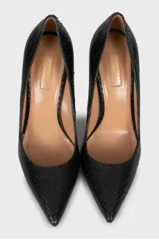 Embossed leather pumps