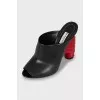 Leather sandals with decorated heels