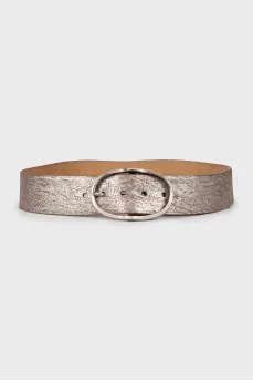 Silver leather belt