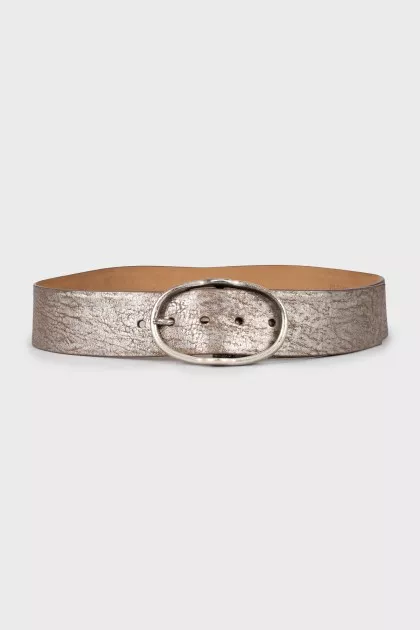 Silver leather belt