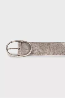 Silver leather belt