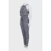 Dark blue jumpsuit with white print