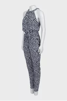Dark blue jumpsuit with white print
