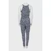 Dark blue jumpsuit with white print