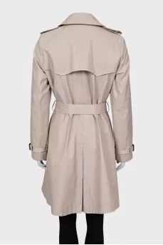 Beige double-breasted trench coat