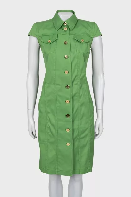 Denim dress with gold buttons