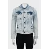Denim jacket with logo on the back