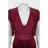 Burgundy jumpsuit with fringe