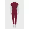 Burgundy jumpsuit with fringe
