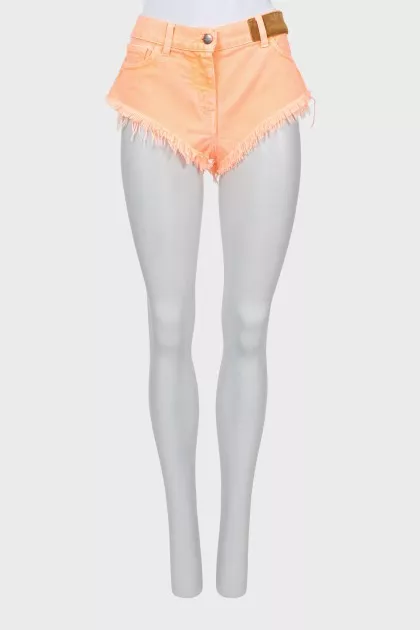 Mini denim shorts with tag