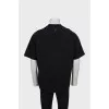 Men's black T-shirt with print and rhinestones