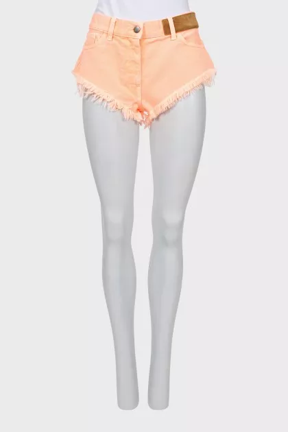Raw hem mini denim shorts