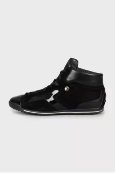 Leather sneakers with patent toe