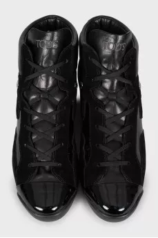 Leather sneakers with patent toe