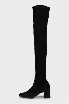 Suede block heel boots
