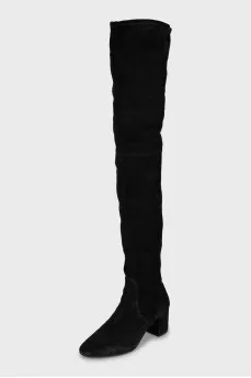 Suede block heel boots