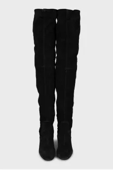 Suede block heel boots