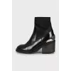 Leather boots with textile inserts