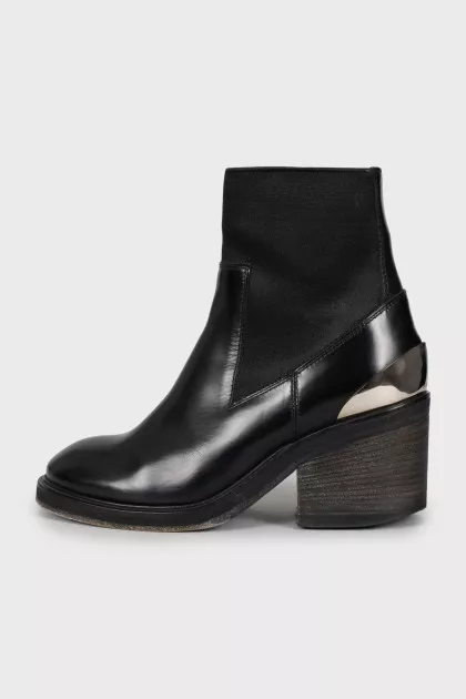 Leather boots with textile inserts