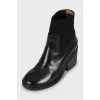 Leather boots with textile inserts