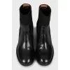Leather boots with textile inserts