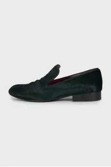 Green short pile shoes