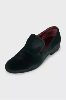 Green short pile shoes