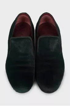 Green short pile shoes