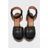 Leather sandals with wooden heels