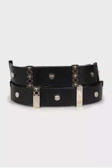 Men's belt with silver  hardware