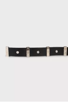 Men's belt with silver  hardware