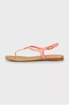 Leather sandals with logo