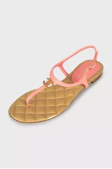 Leather sandals with logo