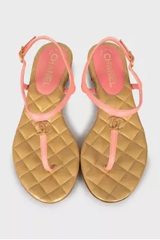 Leather sandals with logo
