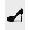Suede black stilettos