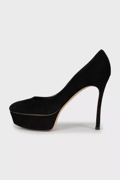 Suede black stilettos