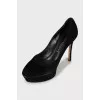 Suede black stilettos