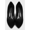 Suede black stilettos