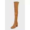 Block heel boots with tag